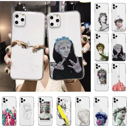 Vintage Plaster Statue David Art Printing Phone Case For iPhone 12 X XS XR XS Max 11 Pro Max 8 7 6 6S Plus SE2 5 5S SE
