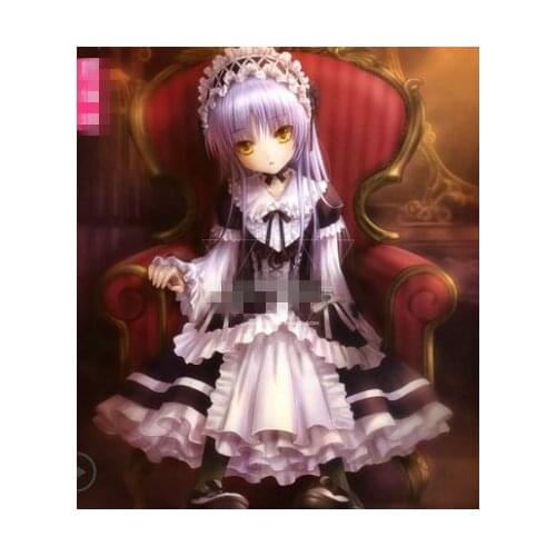 Black and white maid outfit lolita gothic style cosplay costume cos full dress womens gangster dress