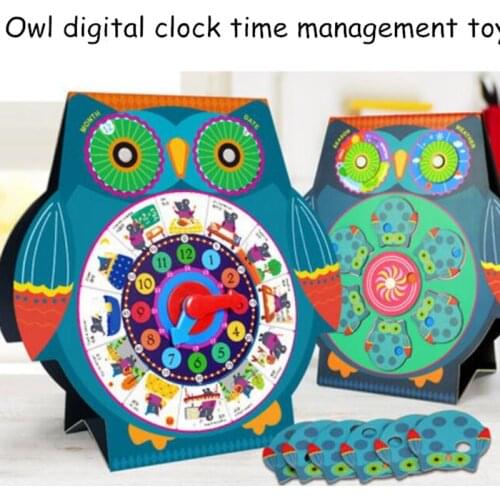 Montessori wooden clock Owl digital clock time management toy Animal Calendar Clock with Weather Season learning educational Toy