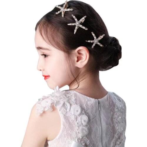 Childrens hair ornaments starfish crown tiara girl princess hair band star hair card birthday gift stage show performance ornam