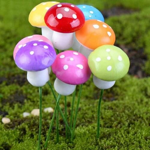 Simulation Mini Color Mushroom 16PCs Micro Landscape Potted Garden Ornament