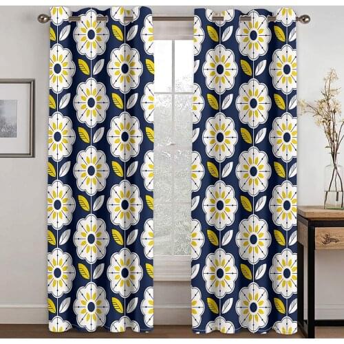 3D Cute Beautiful Flower Bright Pattern Blackout Curtain Set Hook, Suitable for Home Curtains In The Living Room and Bedroom