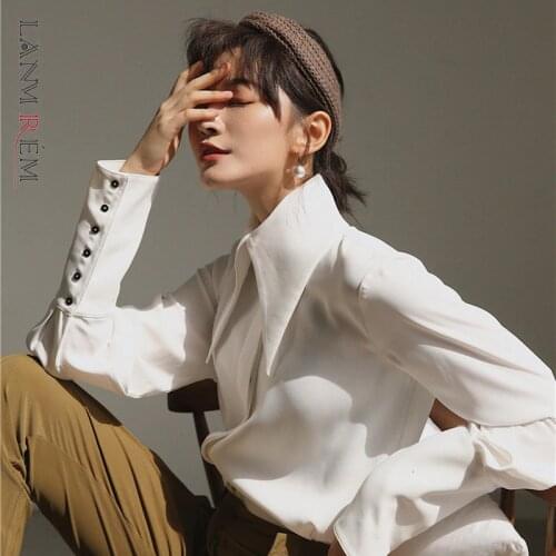 LANMREM Womens White Shirts