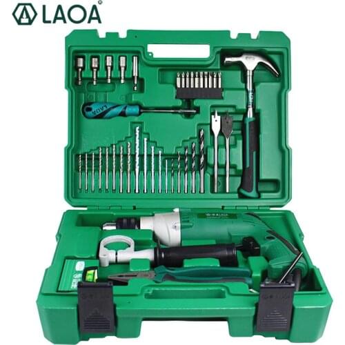 LAOA Multifunctinal 50PCS Electric Impact Drill Set of Tools Power Tools With Percussion drills Screwdriver Pliers for household