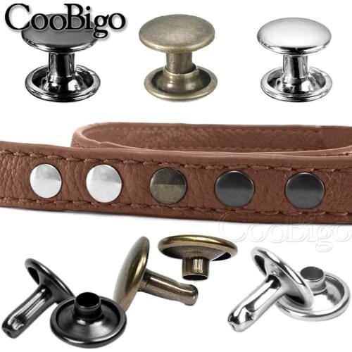 100 Sets 10x10mm Metal Double Layer Rivet Stud Round Spike for Leather Craft Bag Belt Garment Shoes Pet Collar Decor Accessories