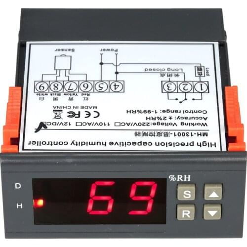 10A 220V Mini Digital Air Humidity Control Controller Measuring Range 1% ~ 99% with Sensor