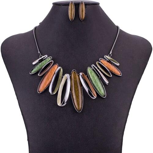 MS1505083 Fashion Jewelry Sets Chip Stick Design Purple Necklace High Quality Lead&Nickle Free Choker Necklace Earrings Set