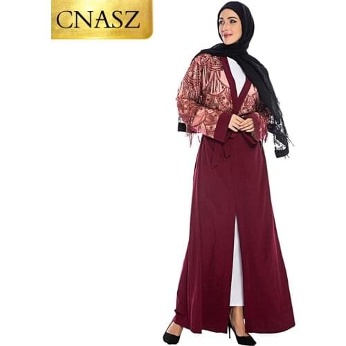 New Shining Sequins Women Long Maxi Islamic Kaftan Clothing Muslim Women Abaya Turkish Cardigan Long Arab clothing New Abaya