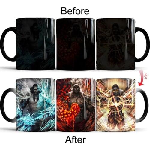 One piece three Admiral kuzan akainu kizaru changing color coffee luffy blue hairmugs 350ml ceramic tea cup mug drop shipping