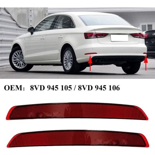Car Rear Bumper Reflector for A3 Sedan 2014-2016 Rear Bumper Warning Lights (Red)