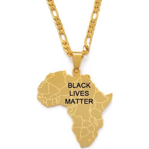 Anniyo Africa Map Pendant Necklaces Women Men Black Lives Matter African Jewelry
