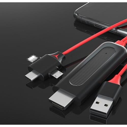 3 IN 1 HDMI-Compatible Converter Adapter USB-C Cable Micro USB Type C lightning Cable for iPhone for Android to TV Projector