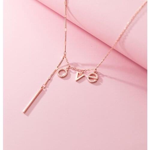 Silver Love Necklaces 925 Sterling Silver Pendants Necklaces with Cubic Zirconia Fashion Style