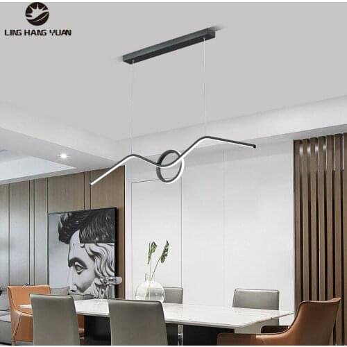 Simple Modern Led Pendant Light Black&Gold Metal Ceiling Pendant Lamp for Home Dining room Kitchen Living room Luminaires