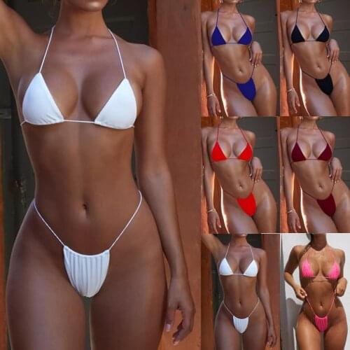 Sexy Thong Bikini Set 2019 Women Swimwear Bandage Push Up Padded Swimsuit Summer Beach Women Bathing Suit Brazilian Monokini Hot