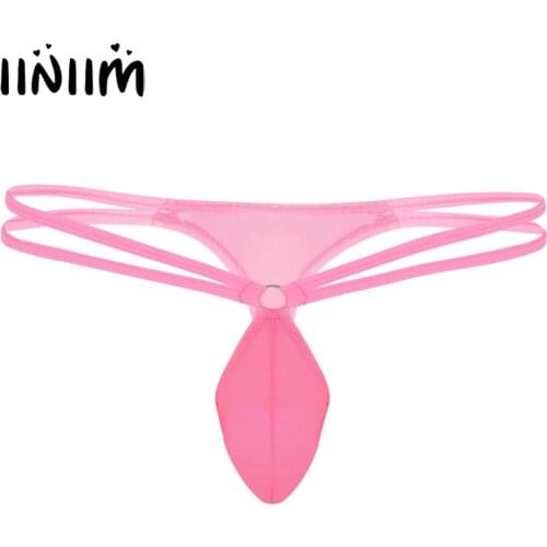 Mens Lingerie Gay Panties Sexy Hombre Double Waist Straps Bulge Pouch Low Rise Mini Coverage G-string Mini Thong Mens Underwear