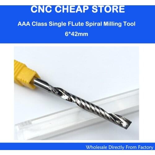 AAA Grade 6mm SHK 42mm CEL Carbide CNC Router Bits one Flutes Spiral End Mills Single Flutes Milling Cutter Spiral PVC Cutter