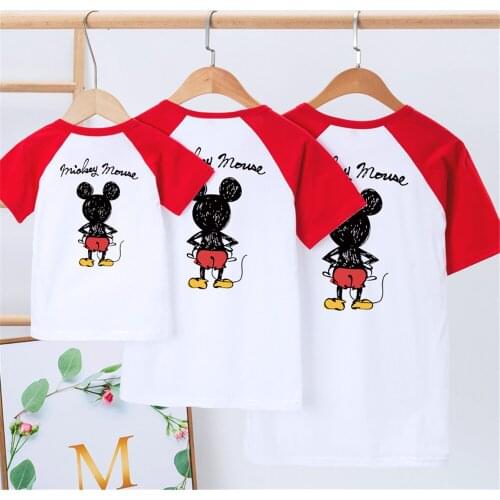 Disney Girl T-shirt Cartoon T Shirt Mickey Mouse Print Women Summer Casual Harajuku Mom and Daughter Tshirt Tee Tops For Female