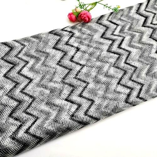 1 Yard Knitting Mesh Lace Fabrics Wave Striped Zig Zag Gray Fabric Soft Mesh Dress Fabric Floral 150cm