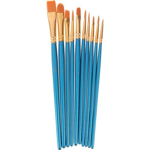 Artist Paint Brush Set 10Pcs Nylon Hair Watercolor Acrylic Oil Painting Brushes Drawing Art Supplie
