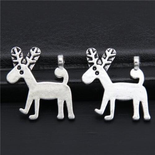 15pcs Christmas Deer Charms Silver Color Pendant Jewelry Making Diy Handmade Craft 21x20mm A2943