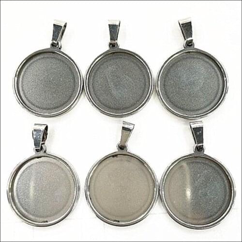 304 Stainless steel cabochon base diy jewelry metal accessories for charms mens necklace pendants making finding size 18mm 30mm