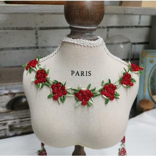 5 Meters 3cm Width Red Green Embroidery Lace Fabric Jacquard Ribbon Fabric DIY Flower Manual Wedding Lace Trim Applique