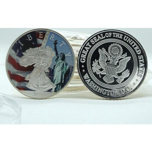 5pcs/lot Eagle 1OZ USA Liberty Walking Statue Collection Coins American Silver Plated Coin Metal Gift Collection