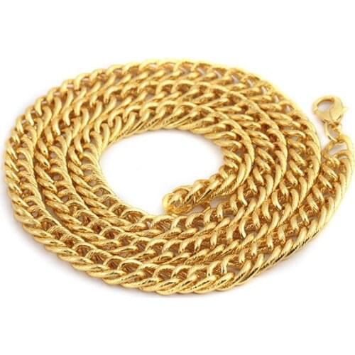 8mm wide 24inches Hip Hop Round Cuban Miami link Chain Necklaces for Men Rapper Jewelry Gold Silver Color Black Drop Shipping