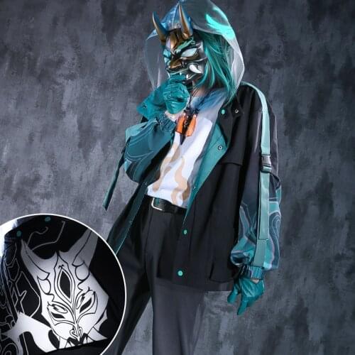 Anime Genshin Impact Xiao Daily Fashion Clothes Coat Hoodies Uniform Cosplay Costume For Men 2021 NEW