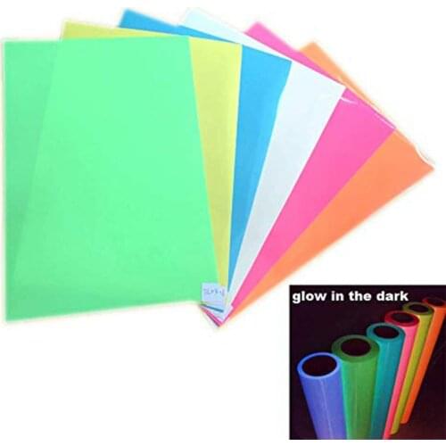 Free shipping 1 sheet 25cmx25cm Luminous glow in dark Heat Transfer Vinyl noctilucent Heat Press Machine Tshirt Iron On HTV