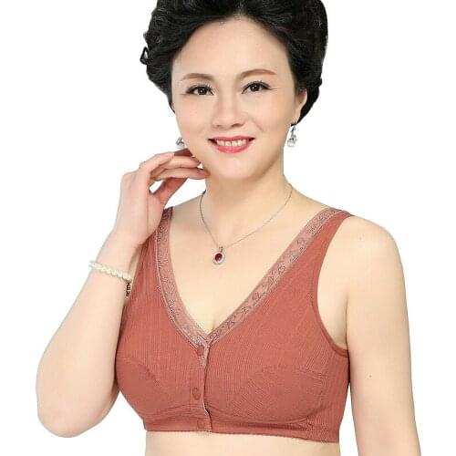 Wireless Front Buckle Buttons Thread Cotton Lace Underwear Women Bras Plus Size 48/110 Vest Female Intimates Soft Bralette