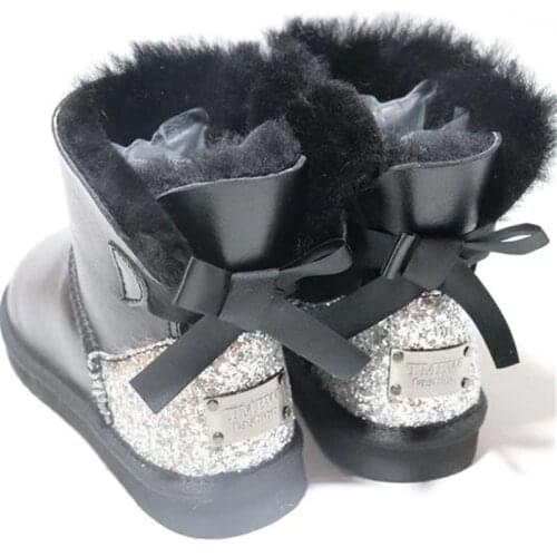 High Quality 2020 Shoes Women Snow Boots Real Wool Winter Warm Boots Genuine Sheepskin Leather Natural Fur Non-Slip Women Boots