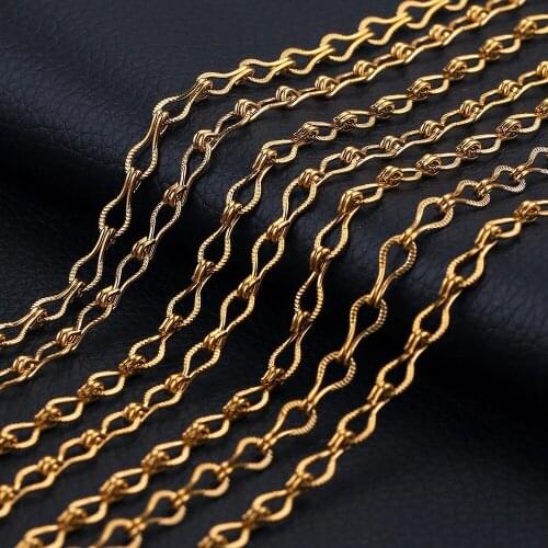 2M/lot Stainless Steel Twisted Texture Exquisite Gold Chain for Necklaces Bracelets DIY Jewelry Making Supplies Wholesale Items