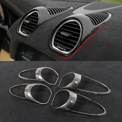 For Porsche 718 Boxster Cayman 2015-2021 Front Dashboard Air Vent Trim Molding Accessories Outlet Decoraction Rings Stickers