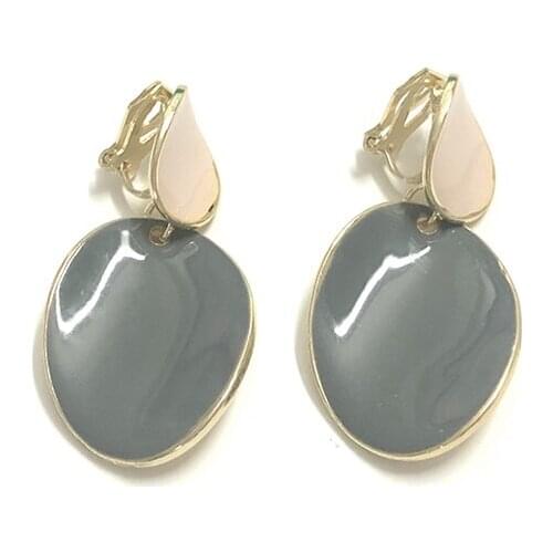 Geometry Circle Oval Slice Ears Clip Earrings Without Piercing Women Big Round Ellipse Shapes Clip on Earring No Pierced