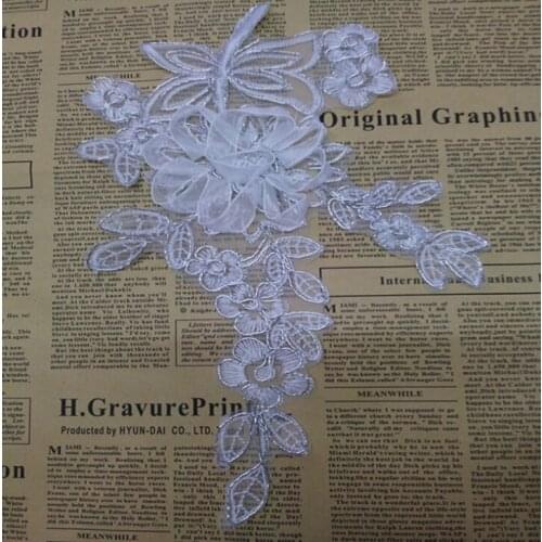 Hot !10 Pieces/lot Sewing Craft Chantilly New Arrival Lace Patch Sewing Supplies 28*10cm Height White Lace Flowers Applique