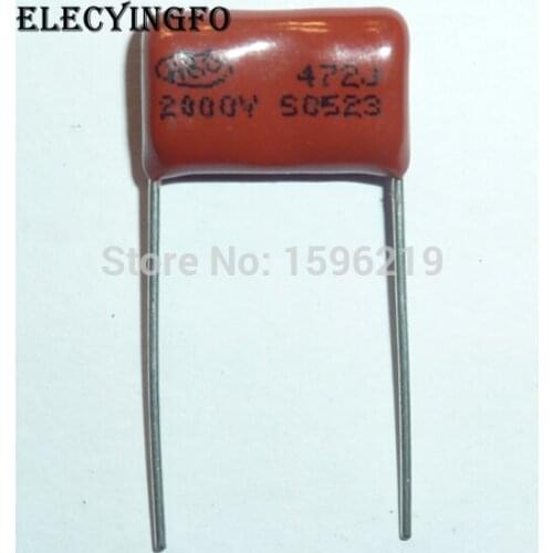 20pcs CBB capacitor 472 2000V 472J 2KV 4700pF 4.7nF P15 CBB81 Metallized Polypropylene Film Capacitor