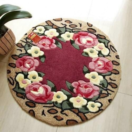 Beautiful flower non-slip round rug floor mat bedroom living room home decoration