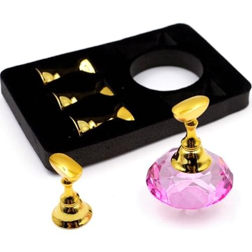 1Pc Magnetic Nail Holder + 5 Tips Practice Training Display Stand Crystal Alloy False Nails Showing Shelf Nail Art Tools