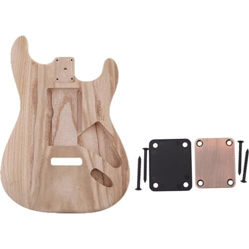 Unfinished Guitar Body Material + Neck Plate for Stratocaster ST Electric Guitar