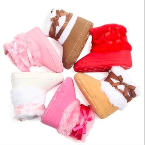 Lovely Winter Baby Boots Warm First Walkers Infants Fur Snow Boots Baby Shoes Girls Crib Shoes