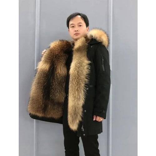 Fur Coat Men Winter Parka Natural Muskrat Fur Liner Raccoon Fur Collar Jacket 2021 New Hooded Warm Outwear