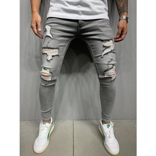 Premium Gray Processing Street Style Mens Slim Fit Jeans