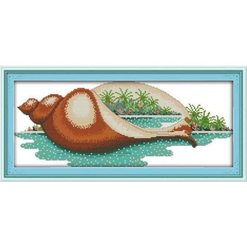 The scenery in the conch cross stitch kit landscape 14ct 11ct count print canvas stitches embroidery DIY handmade needlework