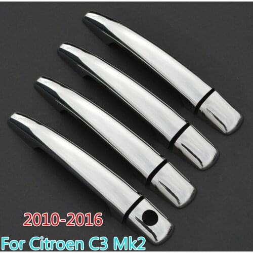For Citroen C3 Mk2 C3 Picasso Aircross 2010-2016 Chrome Door Handle Covers Trim Set Car Styling 2011 2012 2013 2014 2015 VT VTR