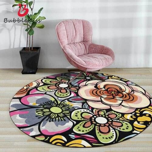 Bubble Kiss Flower Rugs Thick Pile Carpet For Home Living Room Decoration Tatami Floor Mat Kids Bedroom Retro Velvet Round Rugs
