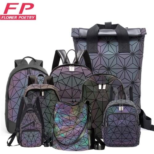 2021 Women Backpack Bags Designer Geometric Luminous Backpacks Female School Bags For Girls Student Rucksack Shoulder Backpack
