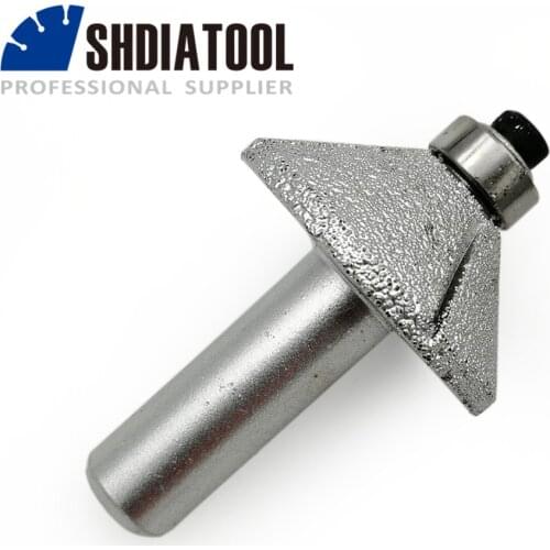 SHDIATOOL No.16 Cone Type With Bottom Bear Vacuum Brazed Diamond Router Bits For Stone 12.7mm Shank for Edge Profile