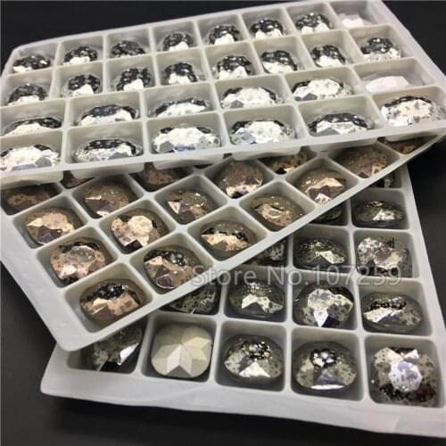 TopStone Oval Square Shape Glass Rhinestones New Crystal Patina Colors Teardrop Crystal Stone Strass Diamond 18x13mm 12mm